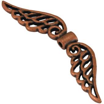 Flügelperle, Metall, 50X11mm, kuferfarben 