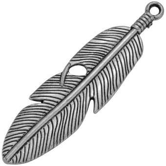Großer Federanhänger, 62mm, silberfarben 