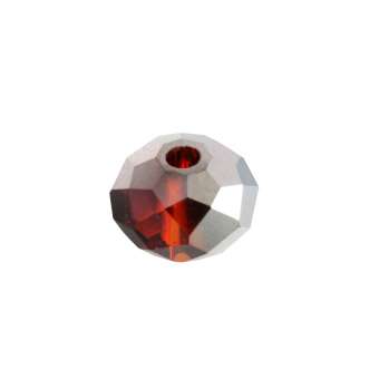 Glasschliffperle, briolette, 6X4mm, rot (silber) rot (silber)