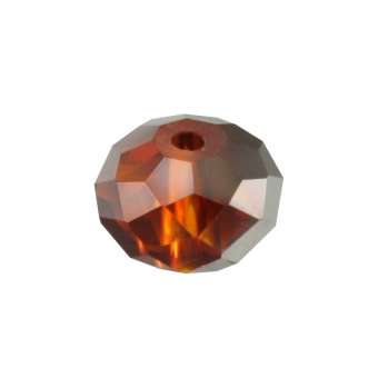 Glasschliffperle, briolette, 8X6mm, orange (schwarz-silber) orange (schwarz-silber)