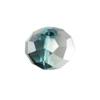 Glasschliffperle, briolette, 8X6mm, mint-türkis (silber) mint-türkis (silber)