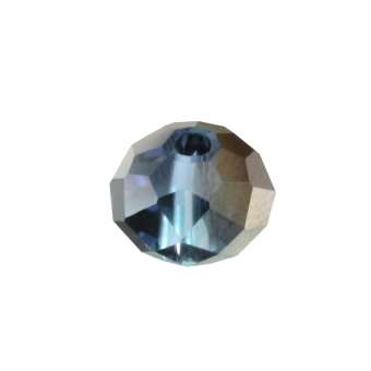 Glasschliffperle, briolette, 8X6mm, dunkeltürkis (schwarz-silber) dunkeltürkis (schwarz-silber)