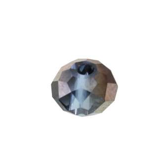 Glasschliffperle, briolette, 6X4mm, dunkeltürkis (schwarz-silber) dunkeltürkis (schwarz-silber)