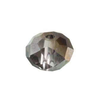 Glasschliffperle, briolette, 8X6mm, zartrosa (schwarz-silber) zartrosa (schwarz-silber)
