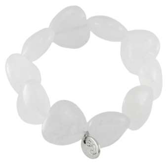 Armband aus Edelsteinen (Quarz), 19cm, weiß-transparent weiß-transparent