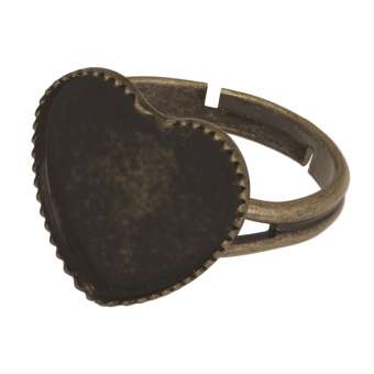 Ring für Ø 12X12 mm große Cabochons Herzen, bronzefarben bronze