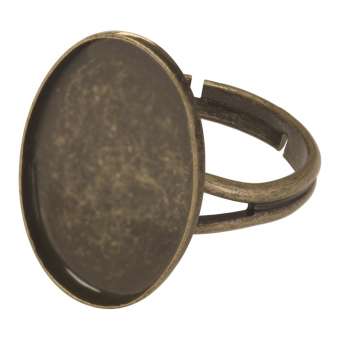 Ring für Ø 13X18 mm große Cabochons, oval, bronzefarben bronze
