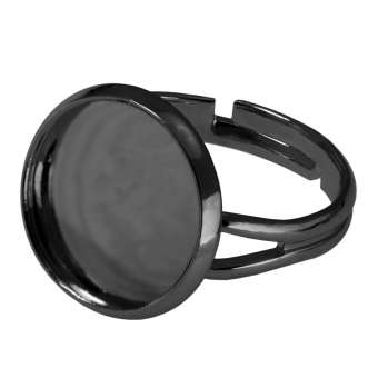 Ring für Ø 14 mm große Cabochons, schwarz silberfarben schwarz silber