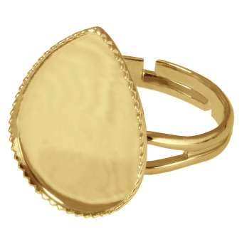 Ring für Ø 13X18 mm große Cabochons tropfen, goldfarben gold