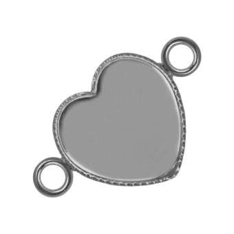 Anhänger Halter für Ø 12X12 mm große Cabochons Herzen, silberfarben silber