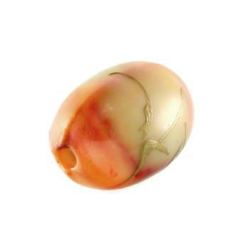Perle in Wachsoptik, 10X8mm, oval, rosa-apricot (bunt) rosa-apricot