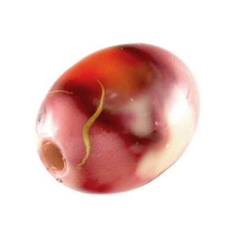 Perle in Wachsoptik, 12X10mm, oval, rubinrot (bunt) rubinrot