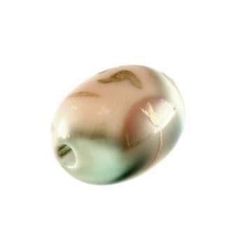 Perle in Wachsoptik, 10X8mm, oval, schilfgrün (bunt) schilfgrün