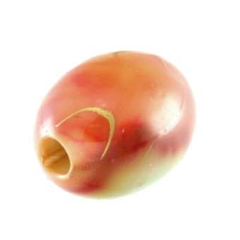 Perle in Wachsoptik, 12X10mm, oval, rosa-apricot (bunt) rosa-apricot