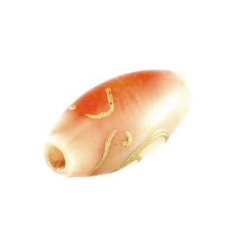 Perle in Wachsoptik, 12X6mm, oval, rosa-apricot (bunt) rosa-apricot