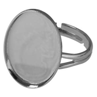 Ring für Ø 13X18 mm große, ovale Cabochons, silberfarben silber