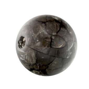 Perle in Marmoroptik, 11mm, rund, grau grau