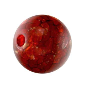 Perle in Marmoroptik, 11mm, rund, rot-orange rot-orange
