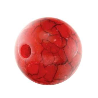 Perle in Marmoroptik, 11mm, rund, hellrot rot