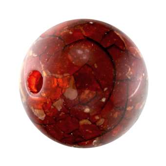 Perle in Marmoroptik, 20mm, rund, rot-orange rot-orange