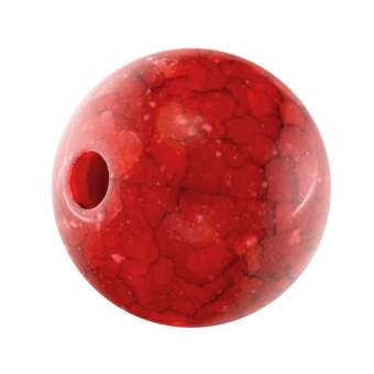 Perle in Marmoroptik, 15mm, rund, hellrot rot