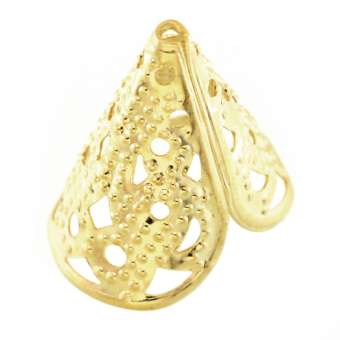 Perlenkappe, 17X16mm, konisch, hellgoldfarben hellgoldfarben