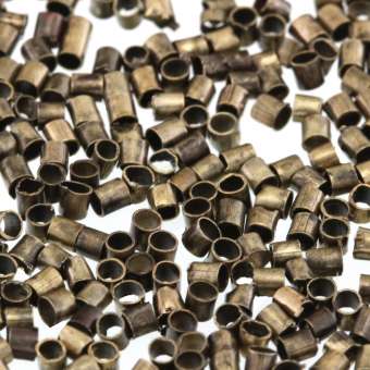 Quetschperle (500 Stück, Loch-Ø 0,7 mm), 1,5X1,5mm, Zylinder, bronzefarben bronzefarben