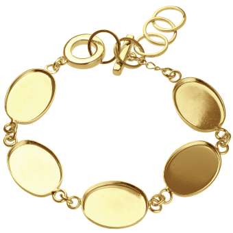 Armband für Ø fünf 13X18 mm große, ovale Cabochons, goldfarben gold