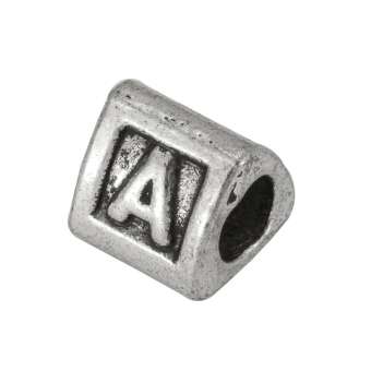 Buchstabenperle "A", dreieckig, Metall, silberfarben 
