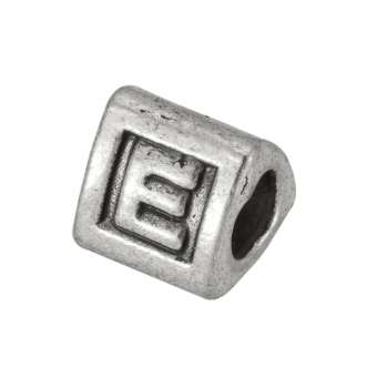 Buchstabenperle "E", dreieckig, Metall, silberfarben 