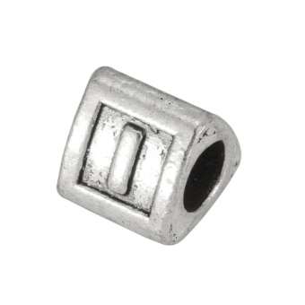 Buchstabenperle "I", dreieckig, Metall, silberfarben 