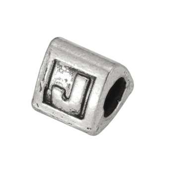 Buchstabenperle "J", dreieckig, Metall, silberfarben 