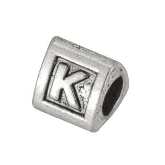 Buchstabenperle "K", dreieckig, Metall, silberfarben 