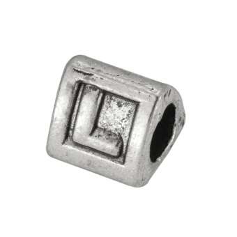 Buchstabenperle "L", dreieckig, Metall, silberfarben 