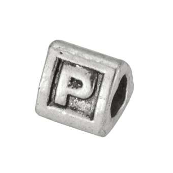 Buchstabenperle "P", dreieckig, Metall, silberfarben 