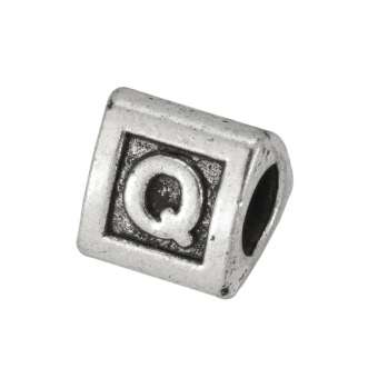 Buchstabenperle "Q", dreieckig, Metall, silberfarben 