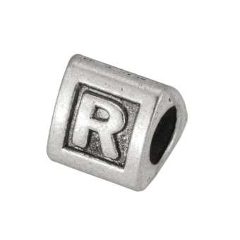 Buchstabenperle "R", dreieckig, Metall, silberfarben 