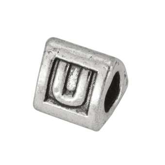 Buchstabenperle "U", dreieckig, Metall, silberfarben 