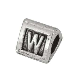 Buchstabenperle "W", dreieckig, Metall, silberfarben 
