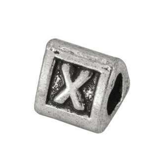 Buchstabenperle "X", dreieckig, Metall, silberfarben 