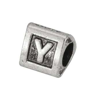 Buchstabenperle "Y", dreieckig, Metall, silberfarben 