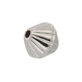 Perle (10 Stück), 6mm, bikonisch, silberfarben 