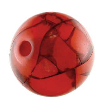 Marmorierte Perle, 15mm, rund, rot-orange rot-orange
