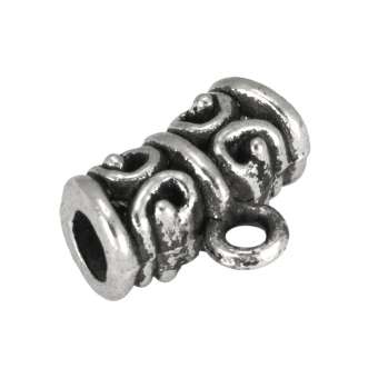 Großlochperle mit Anhängerhalter, Metall, 11mm, silberfarben 