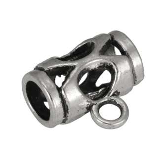 Großlochperle mit Anhängerhalter, Metall, 13mm, silberfarben 