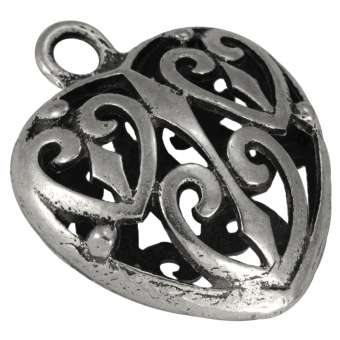 Großer Herzanhänger, Metall, 22mm, silberfarben 