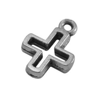 Kreuz-Anhänger Metall, 14 mm, silberfarben 