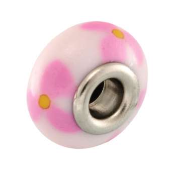 Großlochperle aus Fimo, 16X9mm, rund, zartrosa (bunt) 