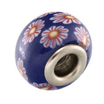 Großlochperle aus Fimo, 15X11mm, rund, royalblau (bunt) 