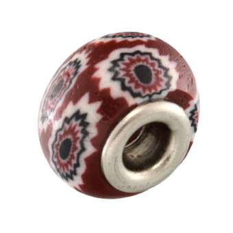 Großlochperle aus Fimo, 15X11mm, rund, rot-orange kupferfarben (bunt) 